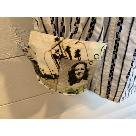 Robert Graham Striped Graphic Flip Cuffs Button Down Silk Blend Shirt LG - Picture 2 of 9